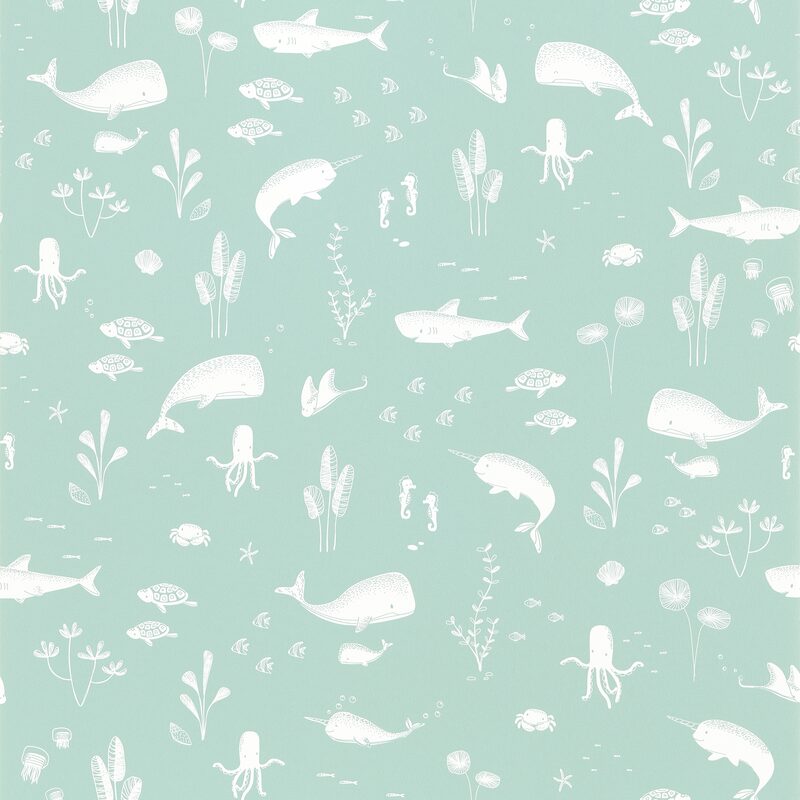 Papier peint intissé LITTLE DUTCH OCEAN coloris vert menthe