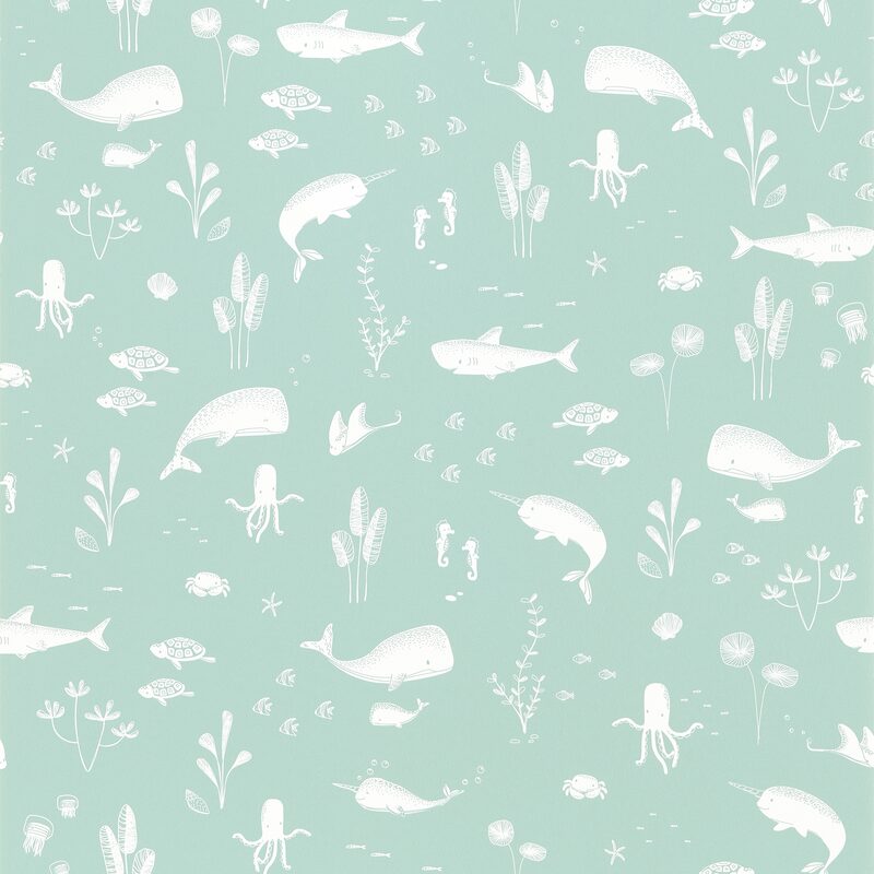 Papier peint intissé LITTLE DUTCH OCEAN coloris vert menthe