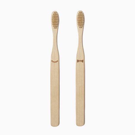 Kikkerland Brosse à dents X2 BAMBOU ELLE&LUI coloris bois