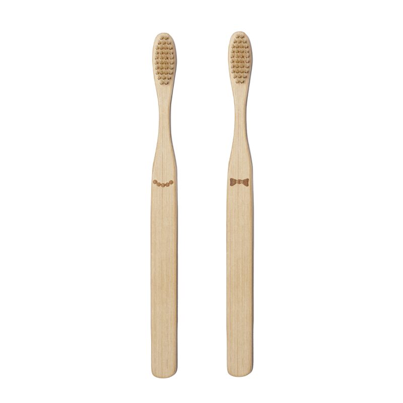 Brosse à dents X2 BAMBOU ELLE&LUI coloris bois