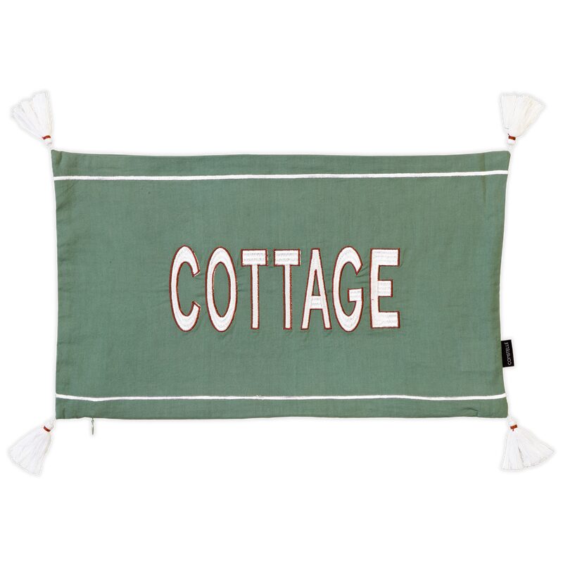 Housse de coussin ELAIA coloris vert 30 x 50 cm