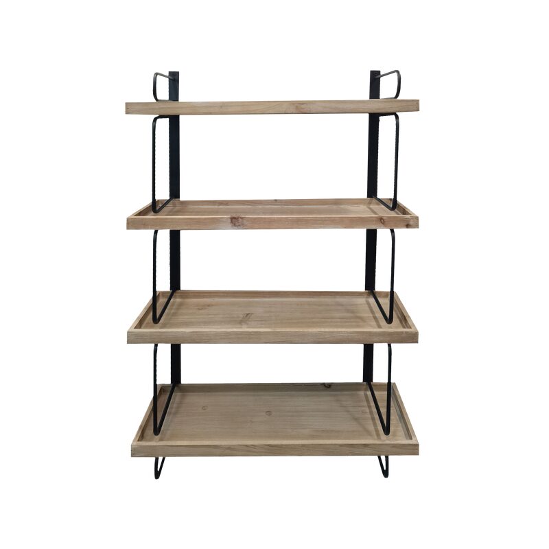 Etagère en bois INES coloris noir et bois