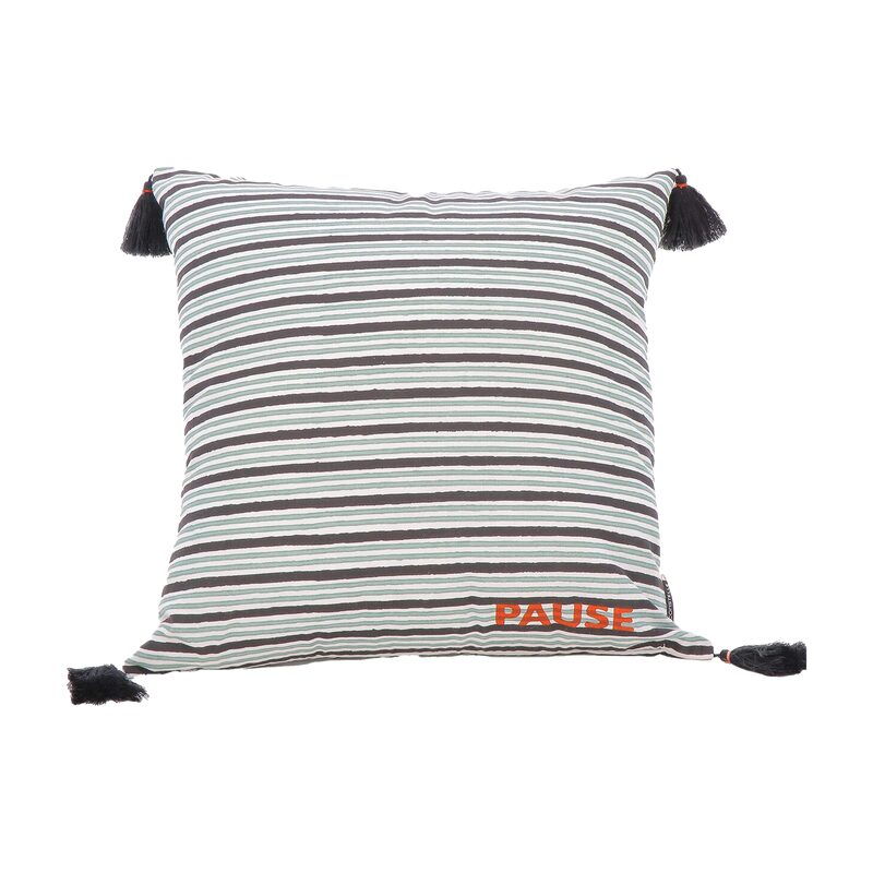 Housse de coussin ARITZ coloris noir & vert 40 x 40 cm