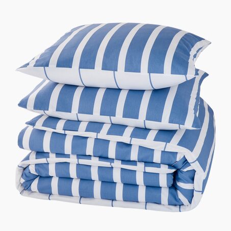 Parure lit en toile de coton STRIPES bleu 240 x 220 cm