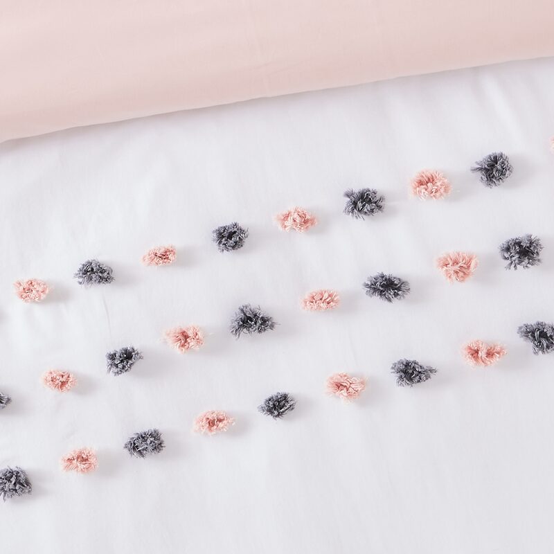 Parure de lit en toile de coton POUPIE coloris blanc 240 x 220 cm