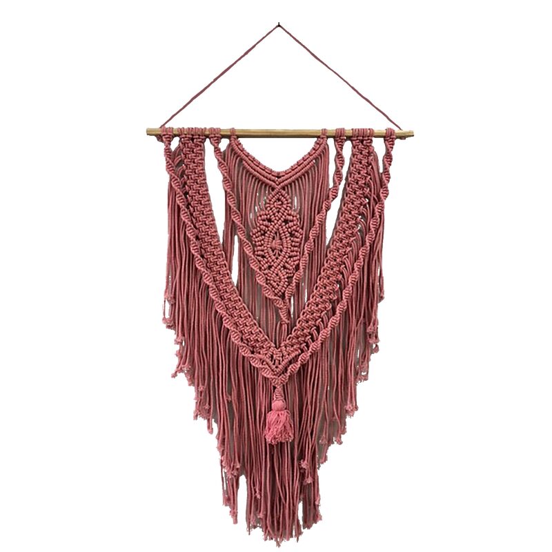 Suspension en macramé SURI coloris rose