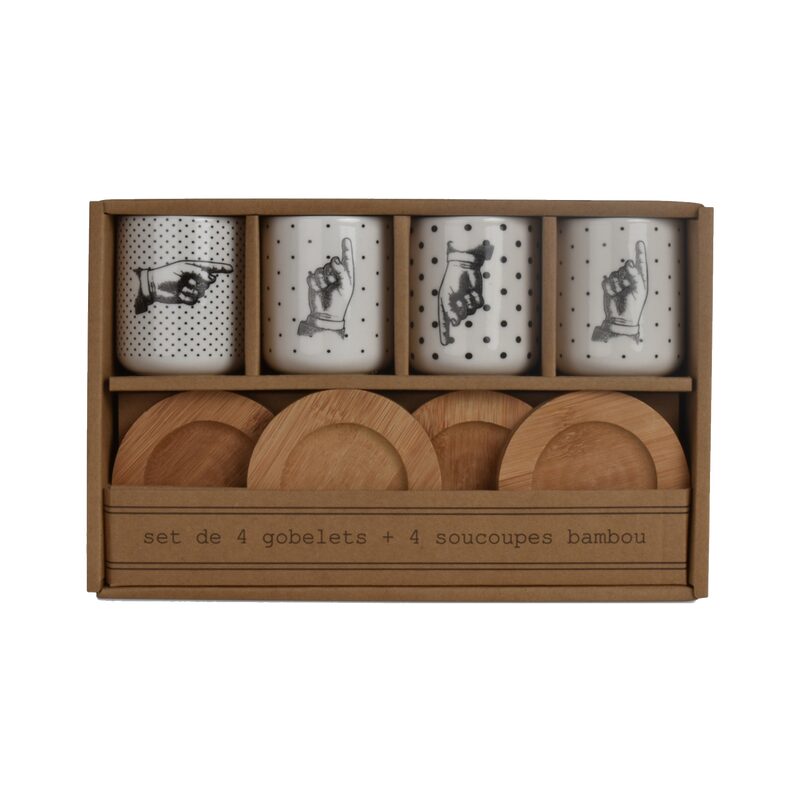 Coffret tasses HAND DIRECTION coloris blanc