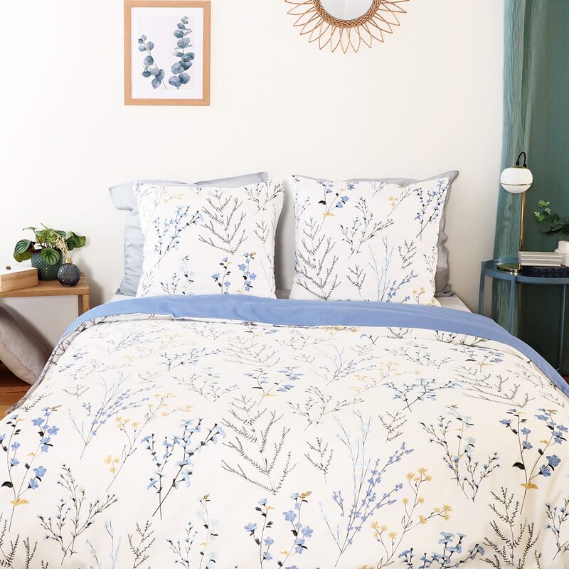 Parure de lit en satin de coton FANILLE coloris multicolore 260 x 240 cm