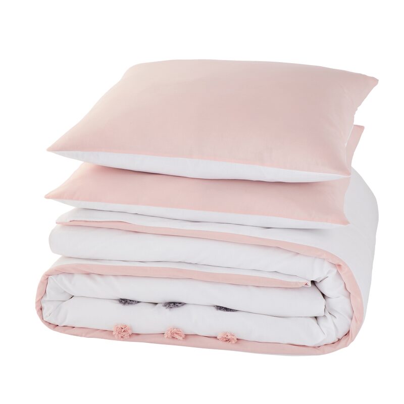 Parure de lit en toile de coton POUPIE coloris blanc 260 x 240 cm