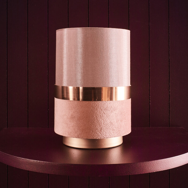 Lampe à poser TUSSE coloris Rose et doré 22 x 15 cm