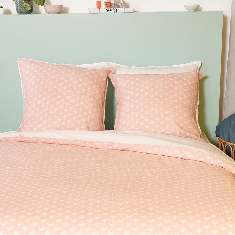 Parure de lit lin et coton lavé EVI coloris rose 260 x 240 cm