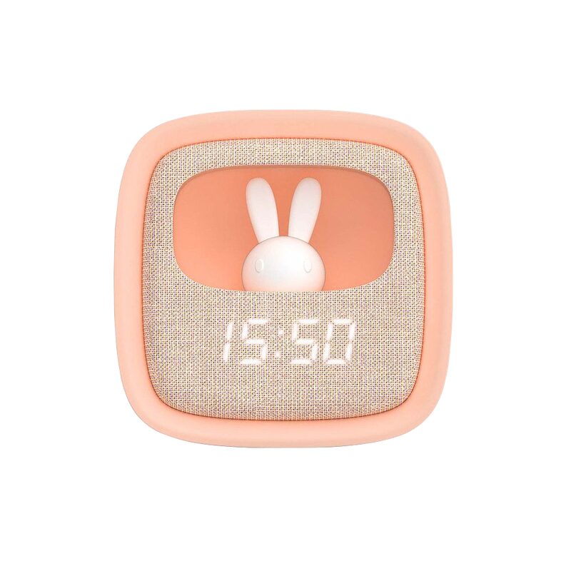Réveil MOB BILLY CLOCK VEILLEUSE LAPIN coloris rose hauteur 15 cm