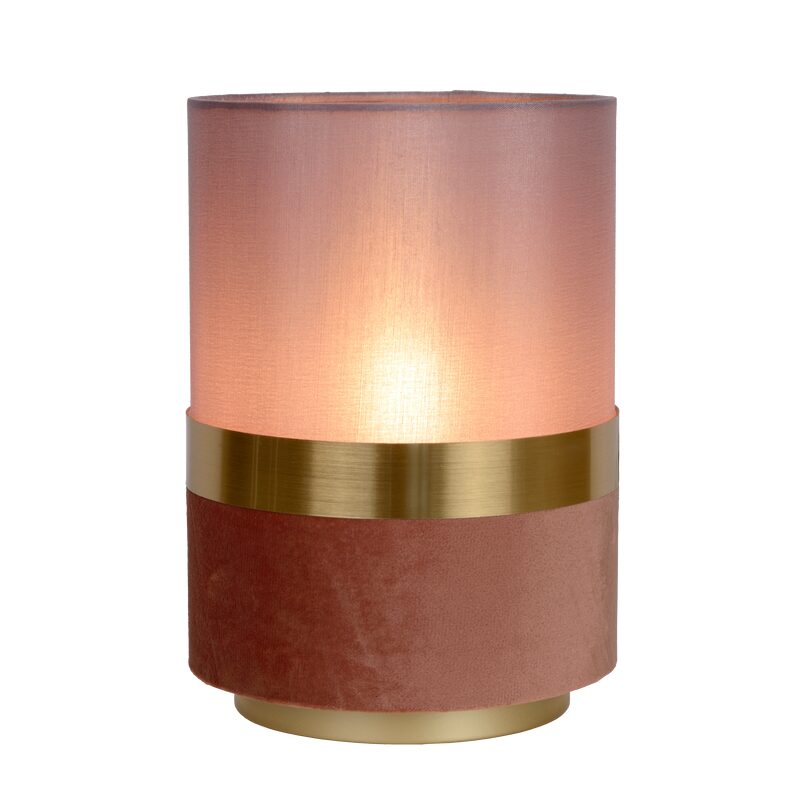 Lampe à poser TUSSE coloris Rose et doré 22 x 15 cm