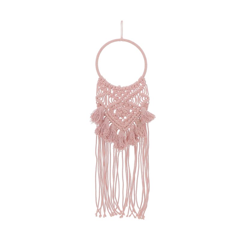 Suspension en macramé SURIA coloris rose poudré