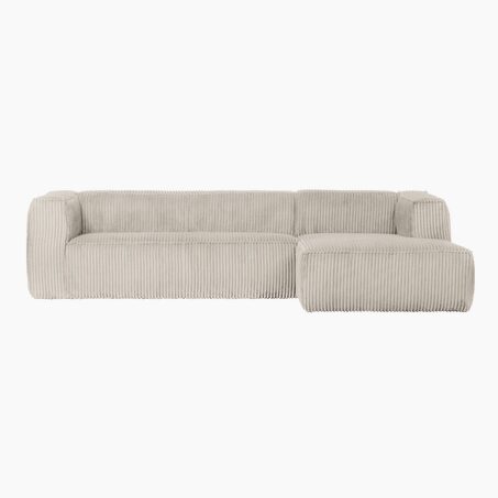 WOOOD Canapé d'angle BEAN coloris RIBCORD NATUREL 4 places