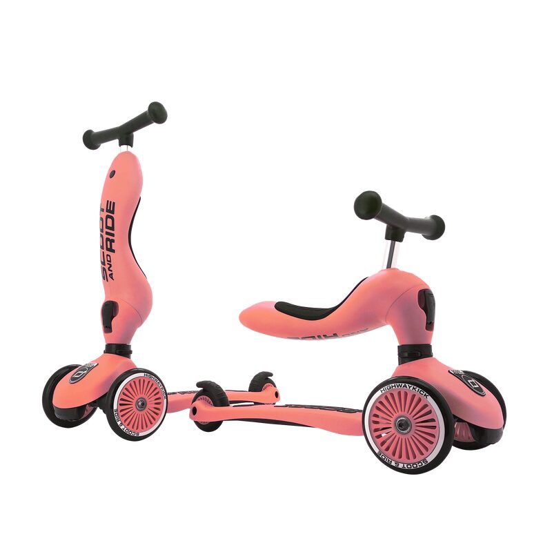 Trottinette PORTEUR ÉVOLUTIF 2 EN 1 HIGHWAYKICK 1 coloris pêche