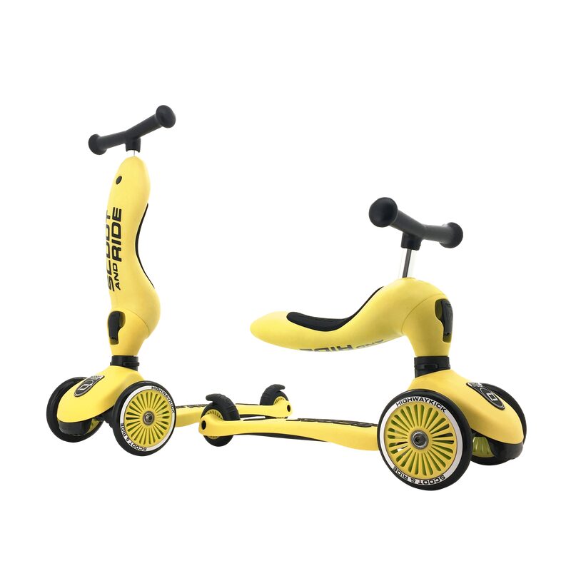 Trottinette PORTEUR ÉVOLUTIF 2 EN 1 HIGHWAYKICK 1 coloris citron