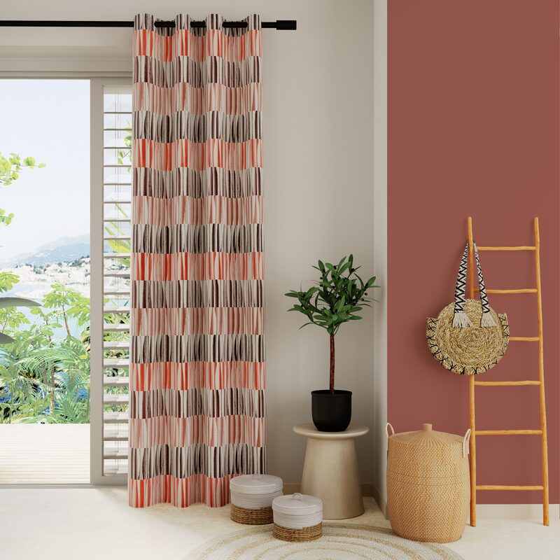 Rideau KILAWI coloris terracotta 140 x 260 cm
