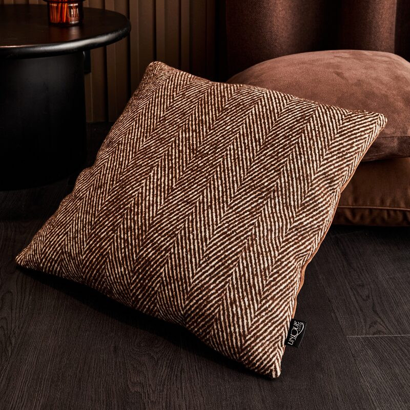 Coussin KROSSY coloris Bison Brown 45 x 45 cm