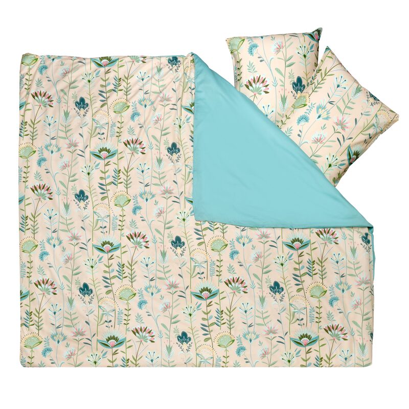 Parure de lit en percale de coton BALATA coloris rose 260 x 240 cm