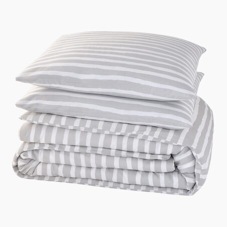 Parure de lit en toile de coton BRUSH STRIPES gris 260 x 240 cm