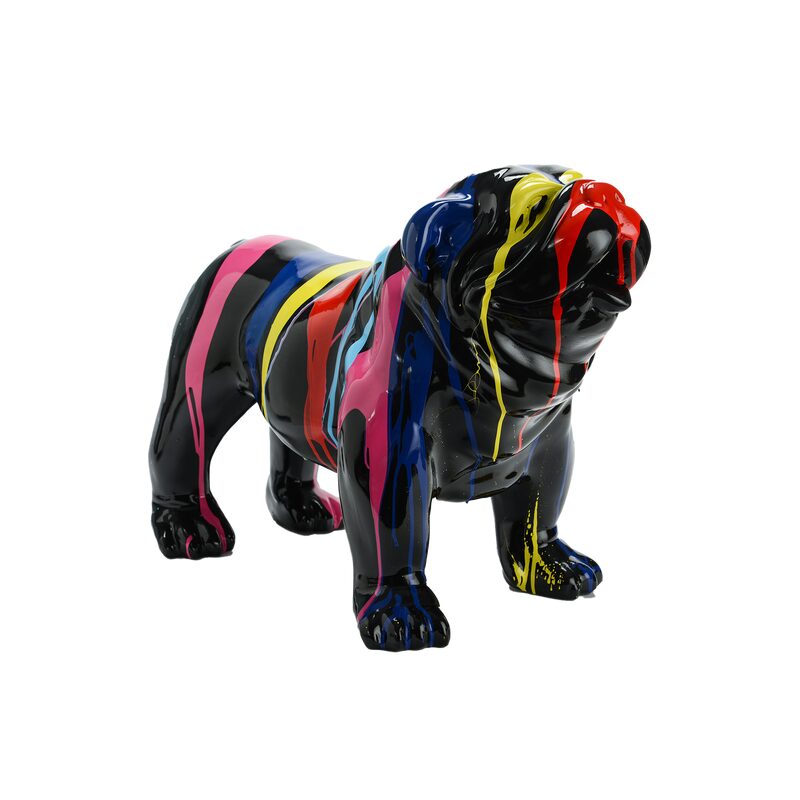 Objet déco BULLDOG coloris noir motif multicolore