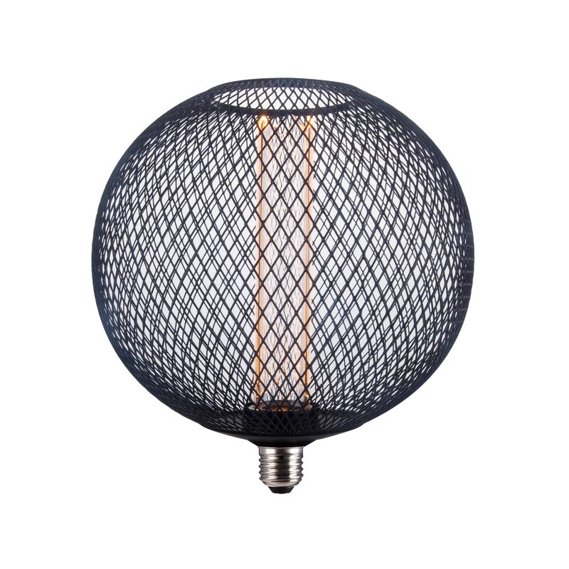 Ampoule LED E27 25W BETTY GLOBE MÉTAL NOIR coloris jaune 28 x 20 cm