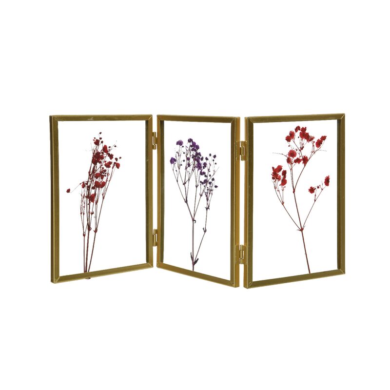 Figurine CADRE VERRE A/FLEURS SECHEES coloris cuivre