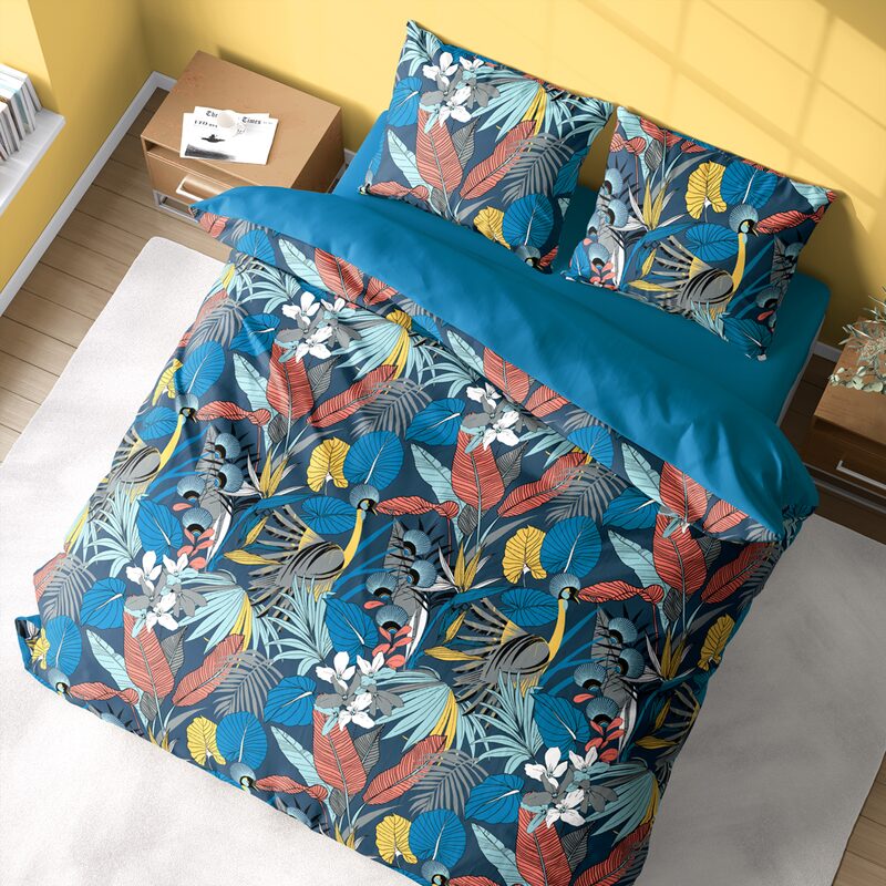 Parure de lit en satin de coton PARADE coloris multicolore 260 x 240 cm