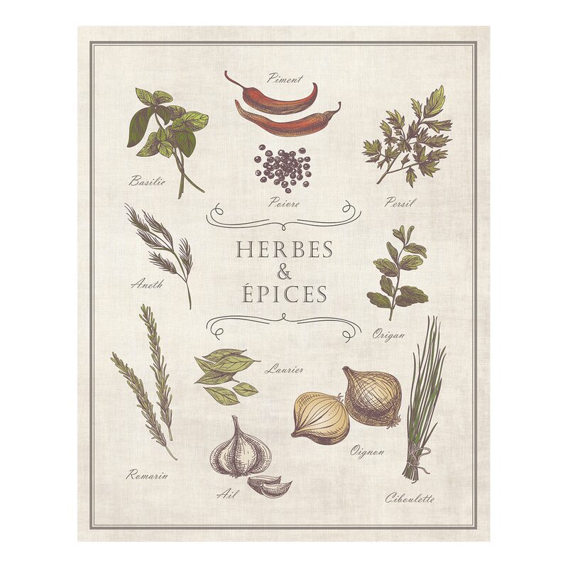 Toile imprimée HERBES ET EPICES 40 x 50 cm