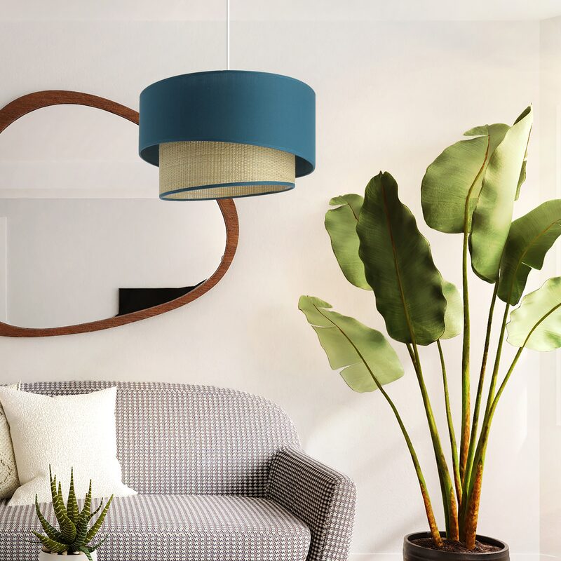 Suspension RAFA coloris bleu paon 12 x 38 cm