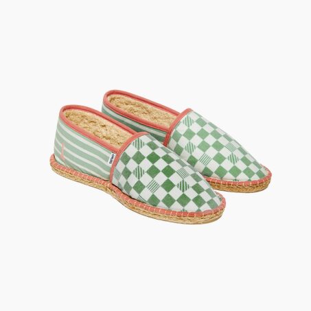 PAYOTE Espadrilles DAME YEAH 40 vert olivier galon rose corail