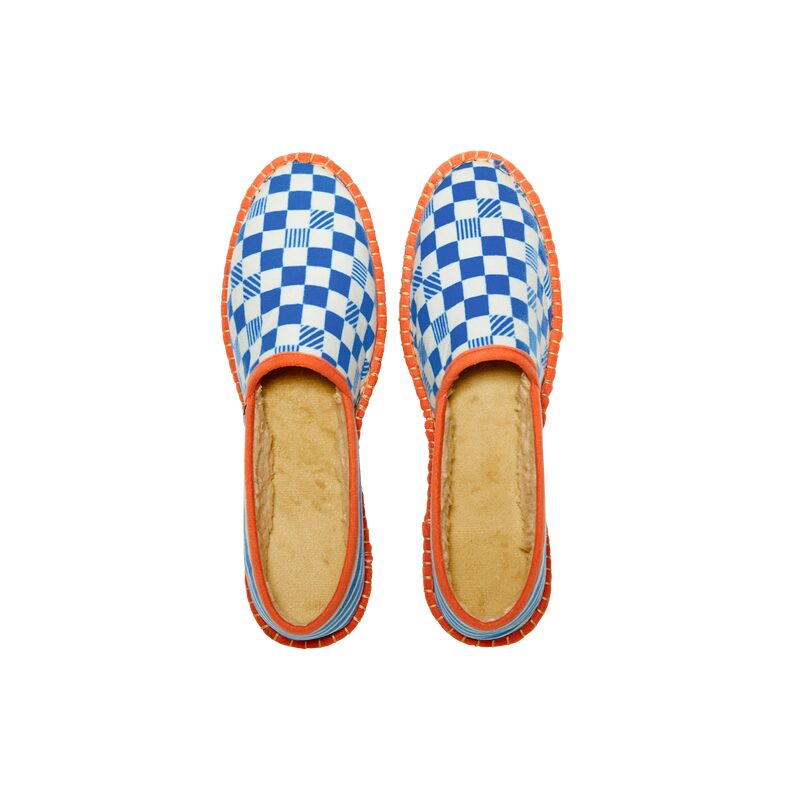 Espadrilles DAME YEAH 39 coloris bleu électrique galon orange pop