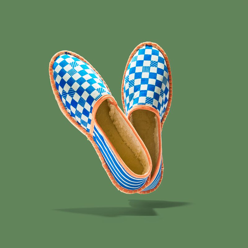 Espadrilles DAME YEAH 40 coloris bleu électrique galon orange pop