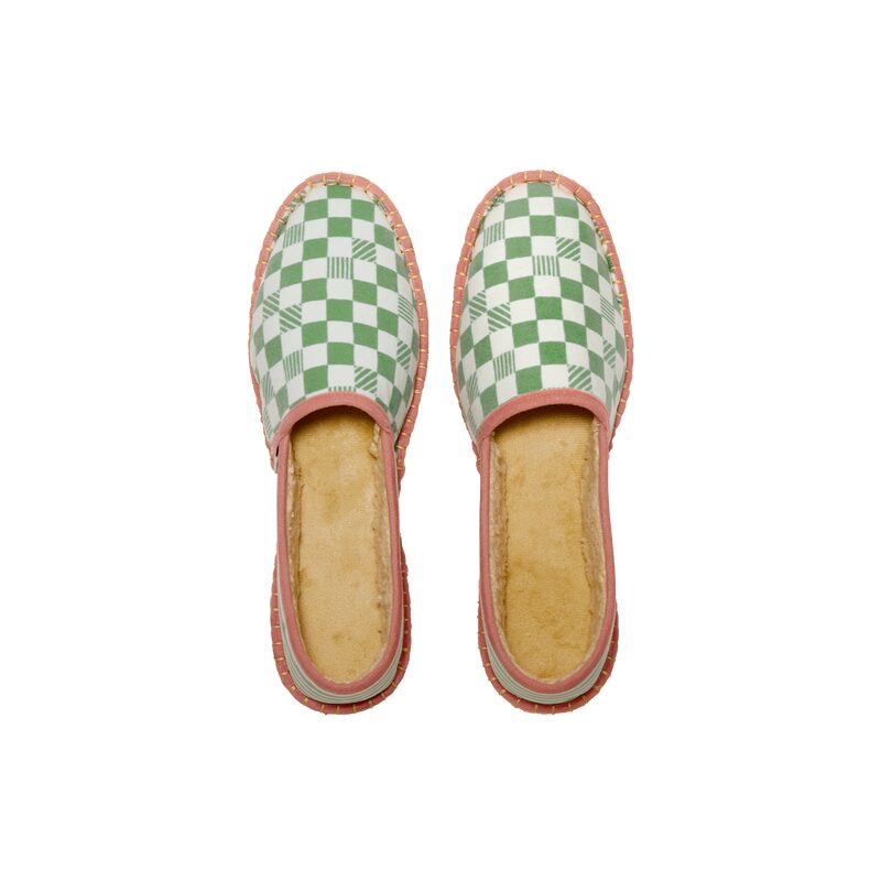 Espadrilles DAME YEAH 46 coloris vert olivier galon rose corail