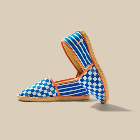 Espadrilles DAME YEAH 45 coloris bleu électrique galon orange pop