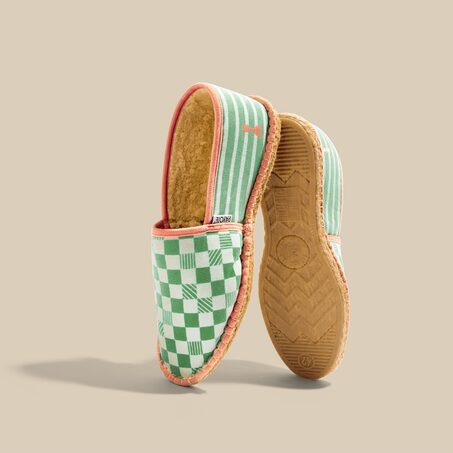 Espadrilles DAME YEAH 41 coloris vert olivier galon rose corail