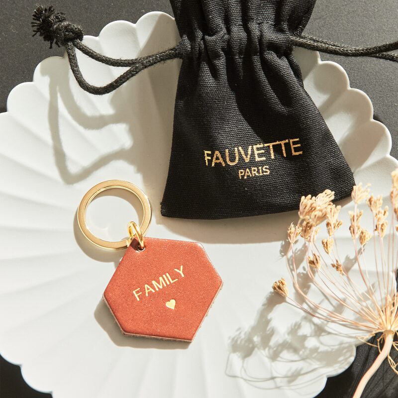 Porte clef FAMILY coloris camel