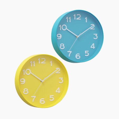 Horloge en plastique ODESSA coloris Assorti Bleu et jaune