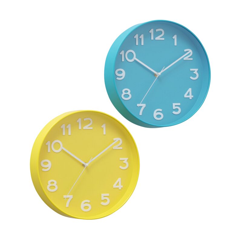 Horloge en plastique ODESSA coloris Assorti Bleu et jaune