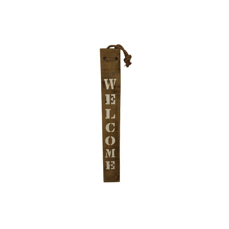Plaque murale en bois WELCOME coloris brun