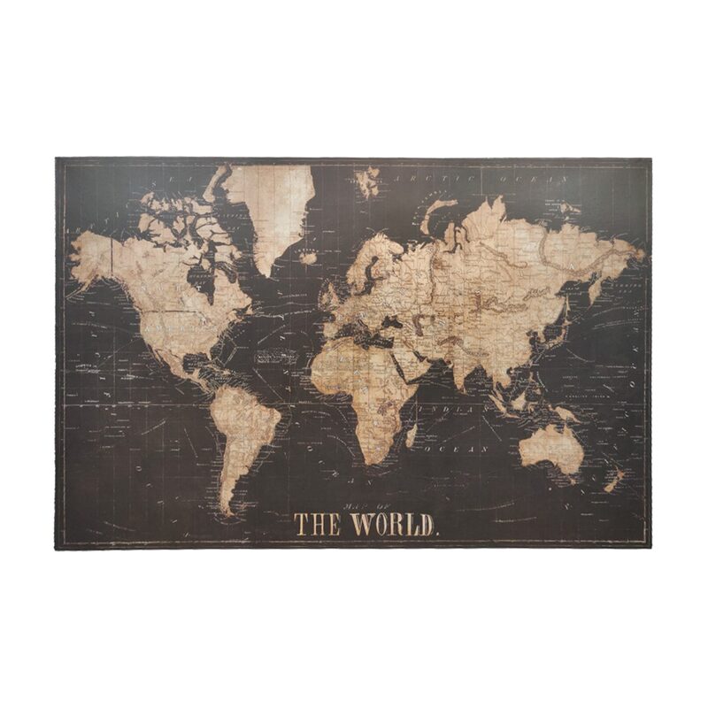 Décoration murale en bois WORLD MAP coloris bois et noir