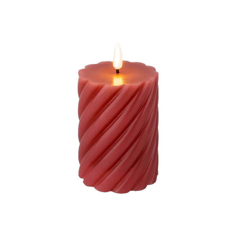 Bougie LED VOLUTA coloris rose diamètre 7,5 cm