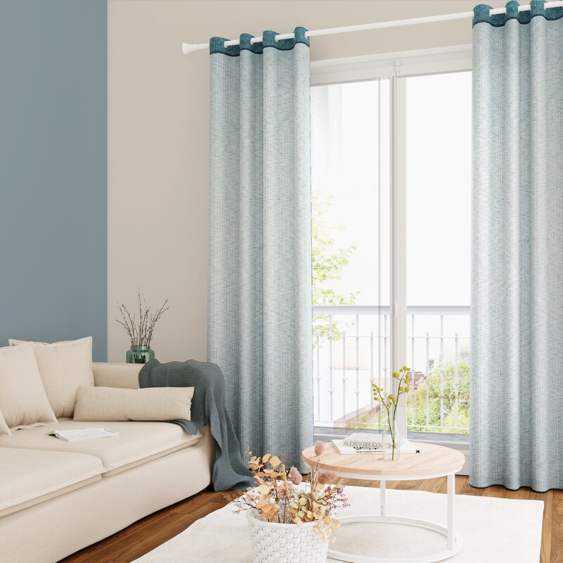 Voilage INA coloris bleu paon 140 x 240 cm