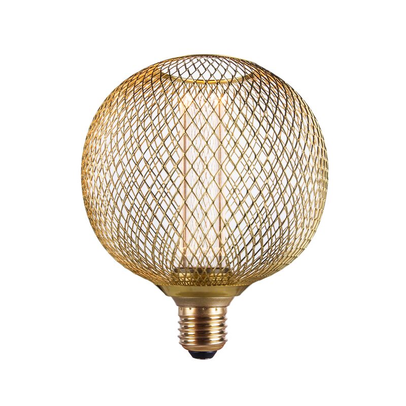 Ampoule LED E27 25W BETTY GLOBE MÉTAL DORÉ 1800K coloris jaune 17 x 12,5 cm