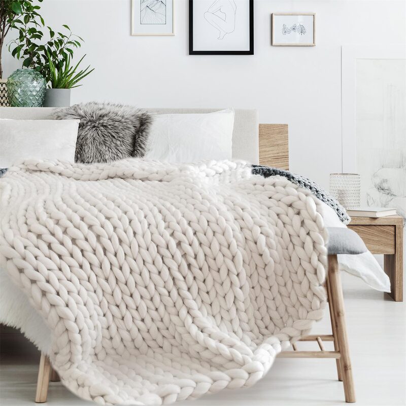 Plaid grosse maille VILMA coloris blanc