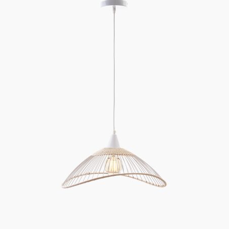 SEYNAVE Suspension KASTELLI RATTAN blanc et beige 24,5 x 45 cm