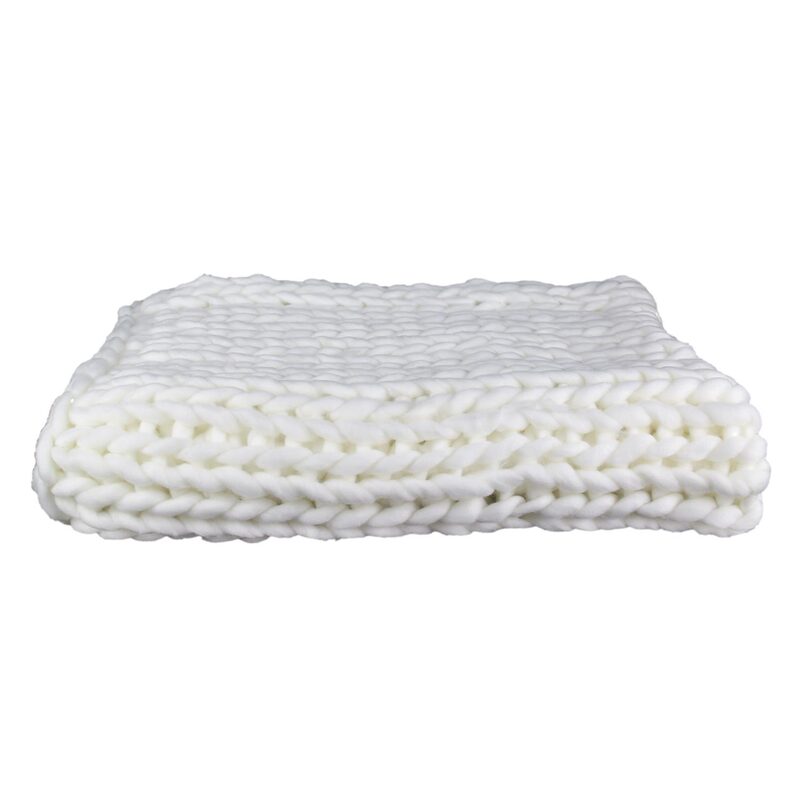 Plaid grosse maille VILMA coloris blanc