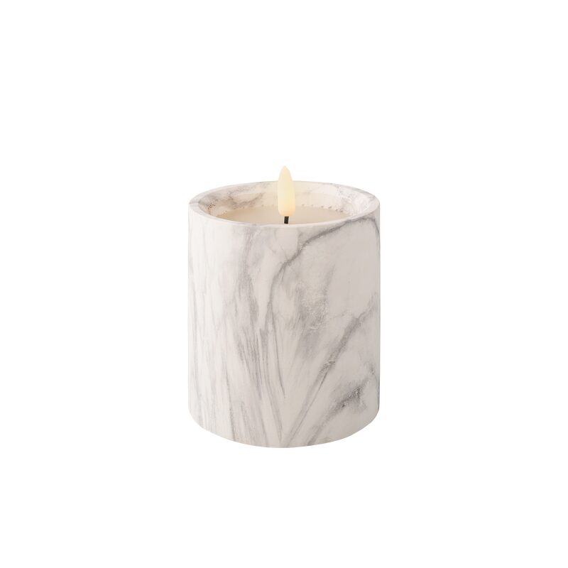 Bougie LED WHITE MARBLE coloris blanc