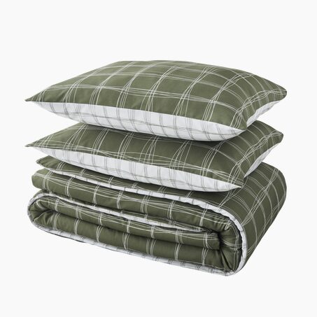 Parure de lit en percale de coton GABRIEL vert 240 x 220 cm